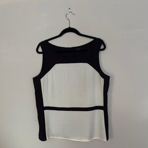 Ann Taylor Black and White Colorblock Tank Top